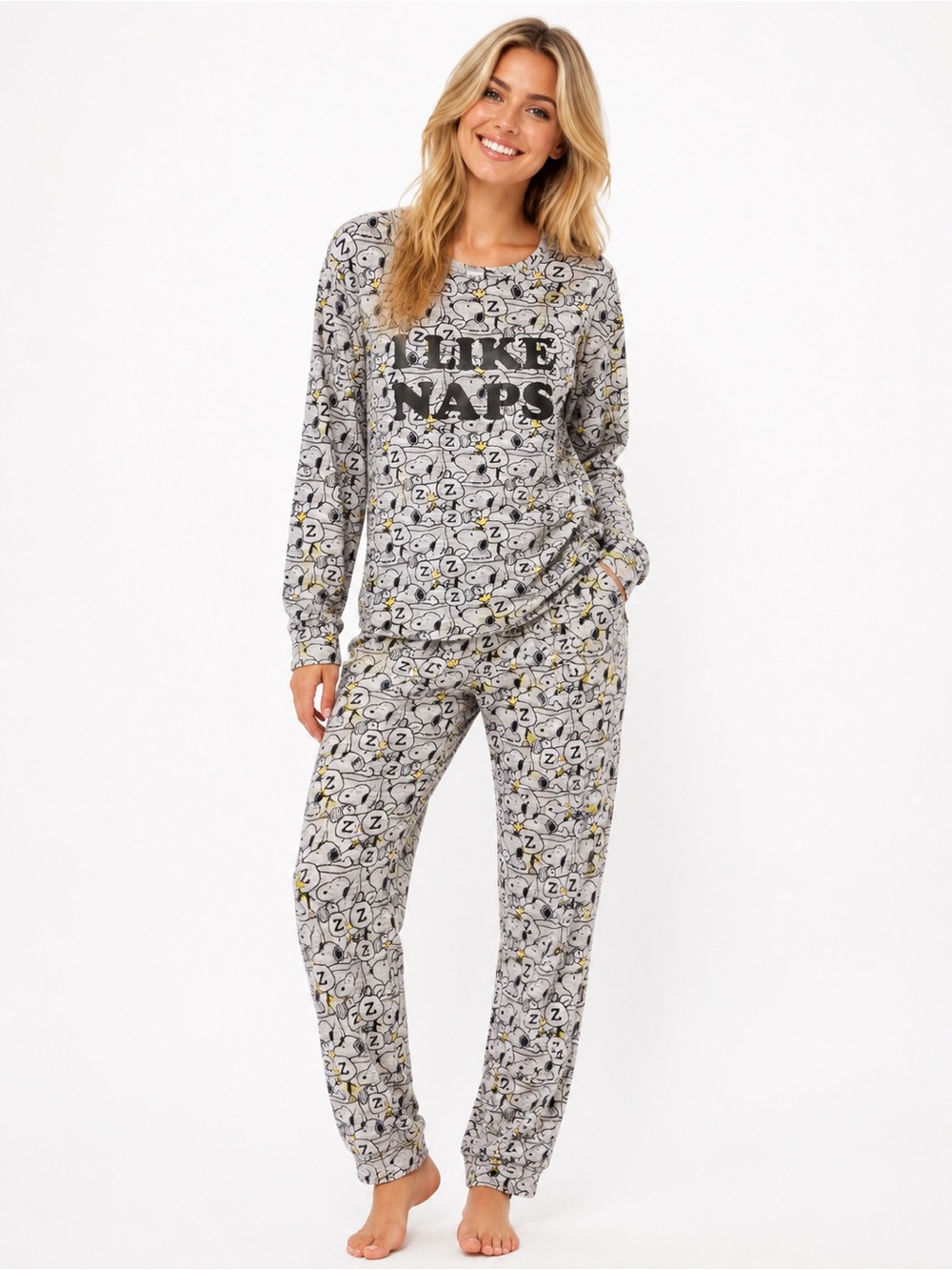 I Like Naps Gray Printed Pajama Set - 0599